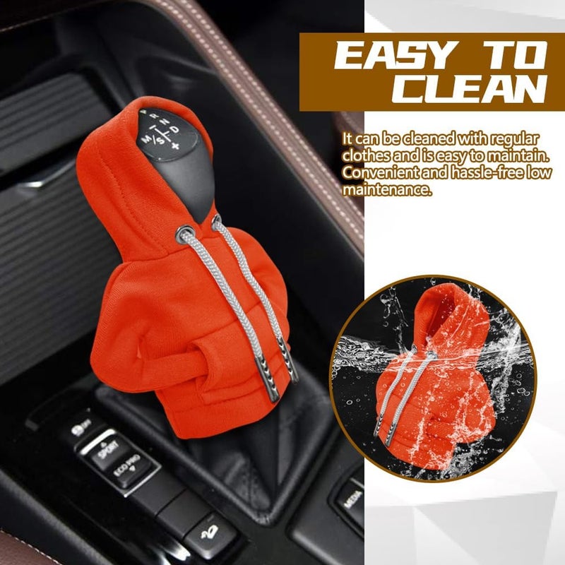 HEVLE Gear Shift Hoodie, Gear Shift Cover, Funny Car Gear Shift Cover, Automotive Interior Cute Gadgets, Automotive Interior Accessories and Decoration (Orange-2PCS) - Image 5